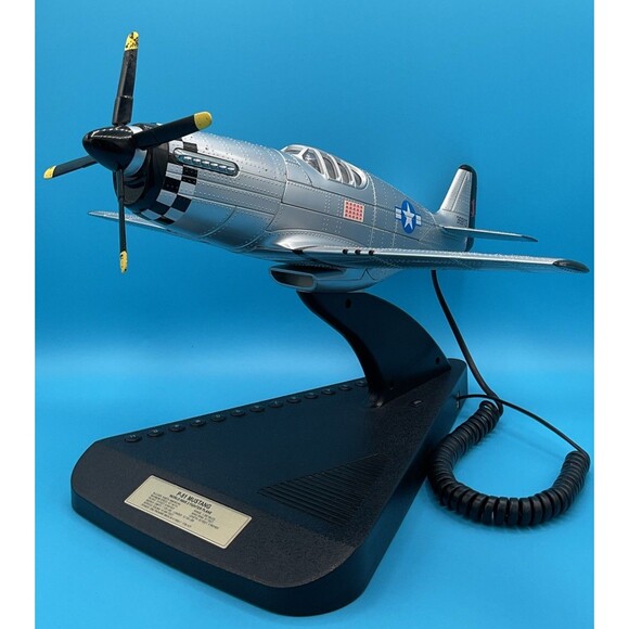 P-51 Mustang Fighter Aircraft Telephone Desk Phone Plane By Telemania - Picture 1 of 16